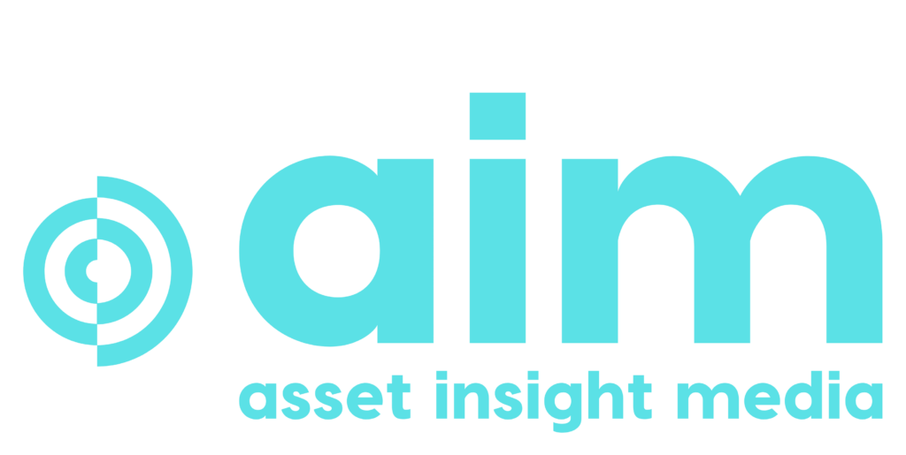 Image is our Logo, in tyrkish blue with some concentric circles and the letters aim 
with the words asset insight media below.
It is located right below the headline Prices and Terms